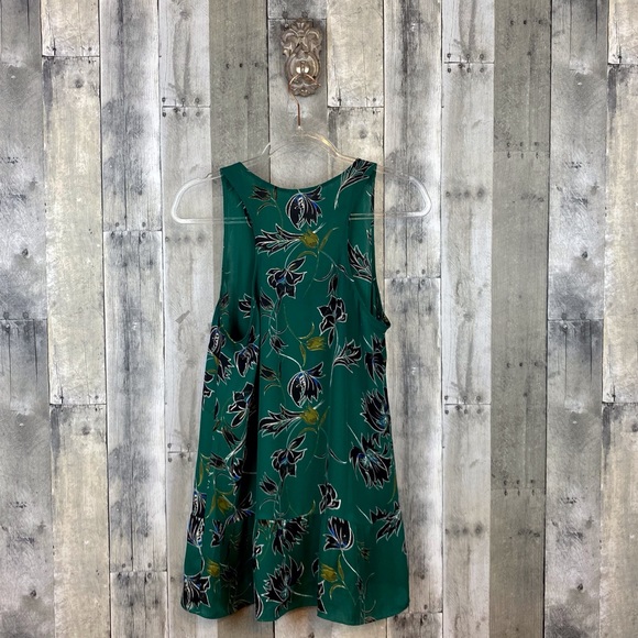 CAbi Green Floral Hi Lo Ruffle Hem Tank Size Medium. - Picture 2 of 9